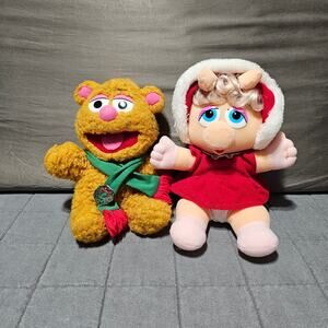The Muppets 1987 Baby Fozzie Bear NO HAT Miss Piggy Plush Christmas Holidays